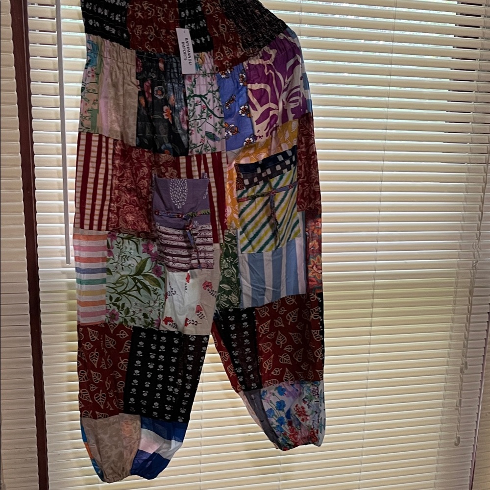 BOHO Kathmandu Multi-Color Patchwork jogger leg pants OS fits most